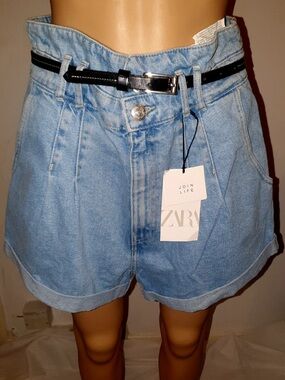 NWT Zara USA 0 Women's Blue Denim Shorts